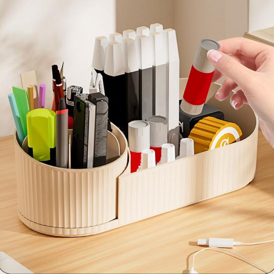 Nástěnný úložný box Organizér na štětce na make-up Velká kapacita Otočný o 360 stupňů Koupelnový úložný regál s přísavkou