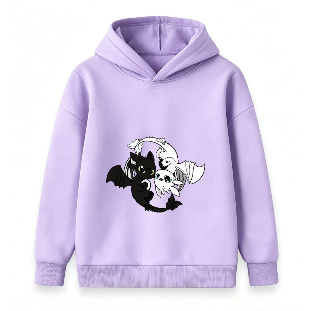 Kids Boys Girls Hoodie Toothless Light Fury Dragon Printed Casual Pullover Hooded Sweatshirt For Children Soft Warm Daily Tops