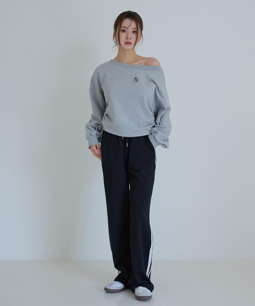 AWESOME STUDIO Lace-Detailed Sweatpants Melange Grey