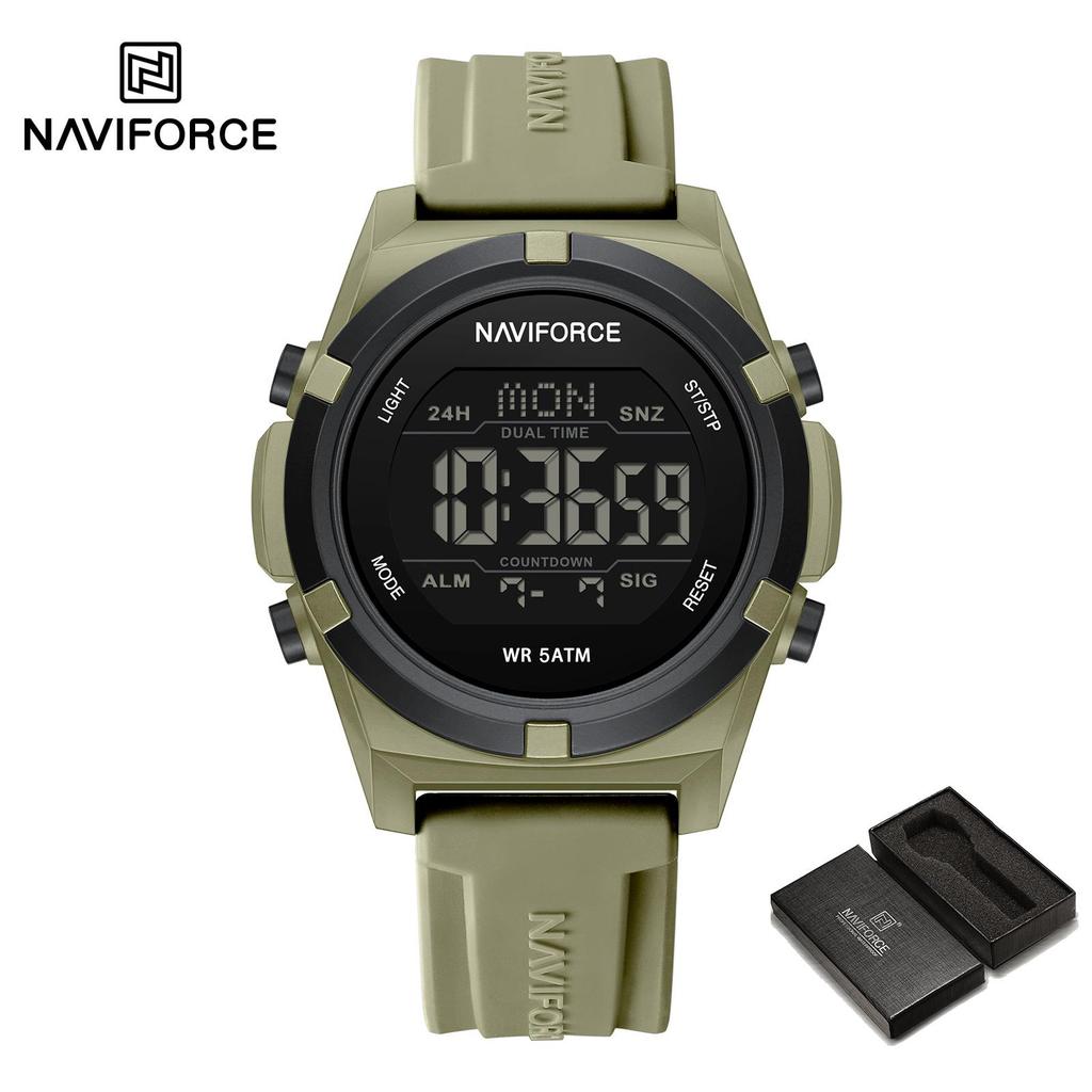 NAVIFORCE Digital Men Boy Watch Outdoor Alarm Chronograph Silicone Strap Waterproof Night Pattern Men Boy Casual Watch Gift NF7127
