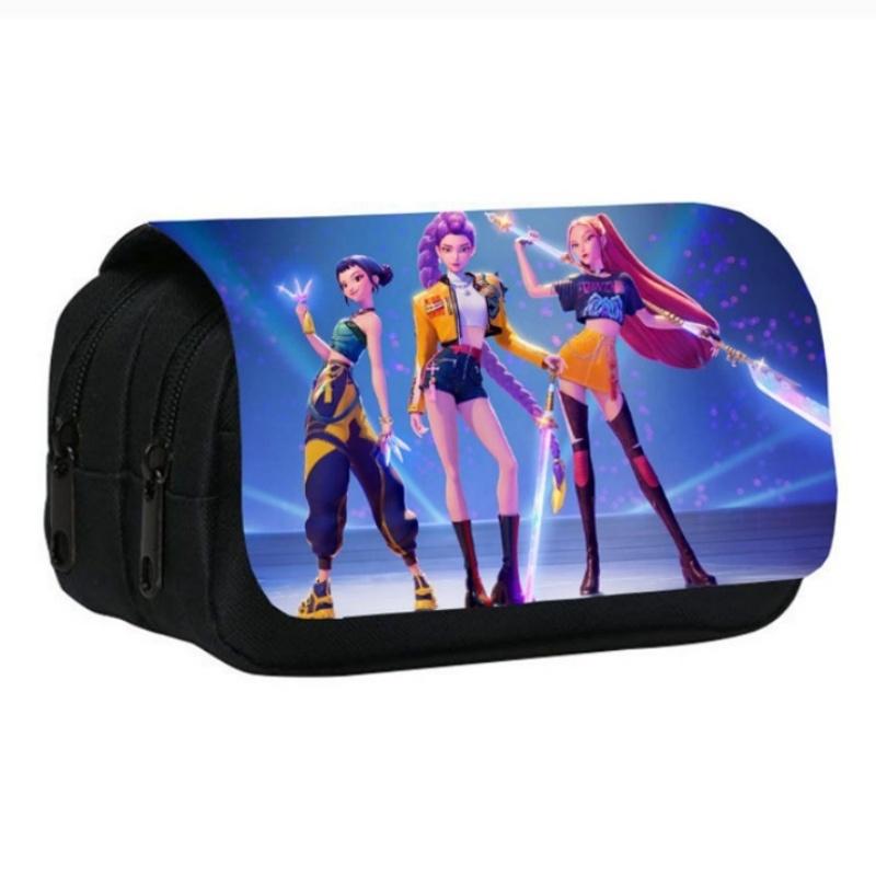 Kpop DHunter Student Pencil Case Large Multi-layer Pen Bag Case For Girl School Pen Bag Cartoon Demon Pencil Box Pen Holder Case
