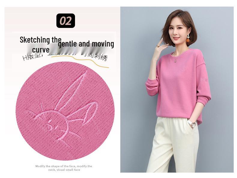 Women's 2024 Chic Korean-Style Loose Sweatshirt - Petite Spring/Autumn Trend