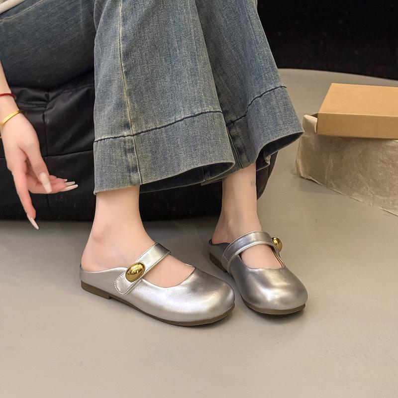 Cowhide version with skirt, one-pedal lazy shoes, bag head and half slippers, women's summer outer wear new models