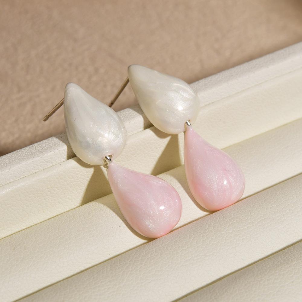 Colorful Teardrop Drop Earrings, Dainty Korean Style Summer Vacation Stud Earrings