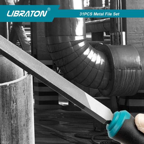 LIBRATON 31-Piece File Set: Includes Iron Files, Flat, Round, Semi-Round, and Triangular Files, As Well As Diamond Files, Fine and Medium Grits, for M