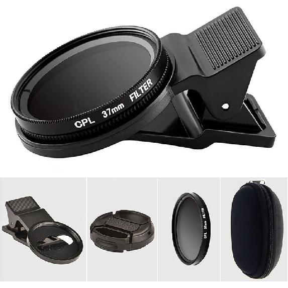 37mm CPL Polarized Phone Lens, Universal Phone Camera Polarizer Filter Clip On CPL Phone Polarizer Lens, Polarized Lens for Phone Compatible with