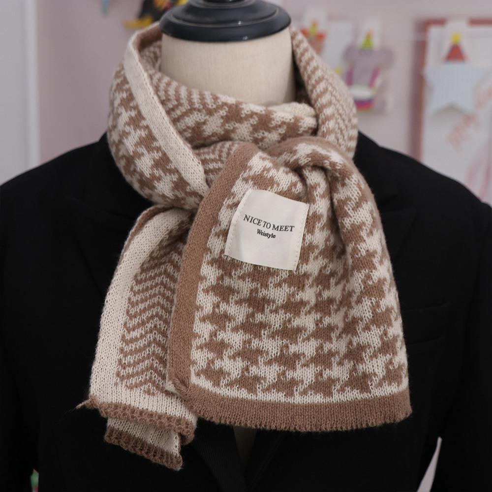 Soft Plaid Knitted Scarf Letter Winter Neck Scarf Kawaii Long Warm Lattice Shawl  Travel