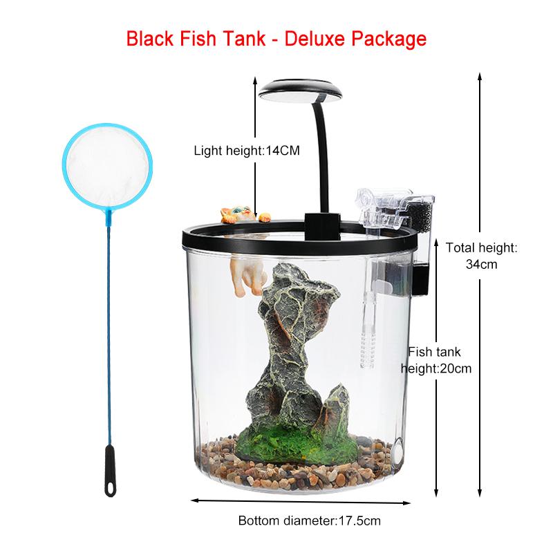 Kompakter runder Goldfischnapf - Sauerstoffreiches fließendes Wasser Öko-Kreislauf-Aquarium für Büro & Zuhause Schreibtisch (Langlebig, Wartungsarm)