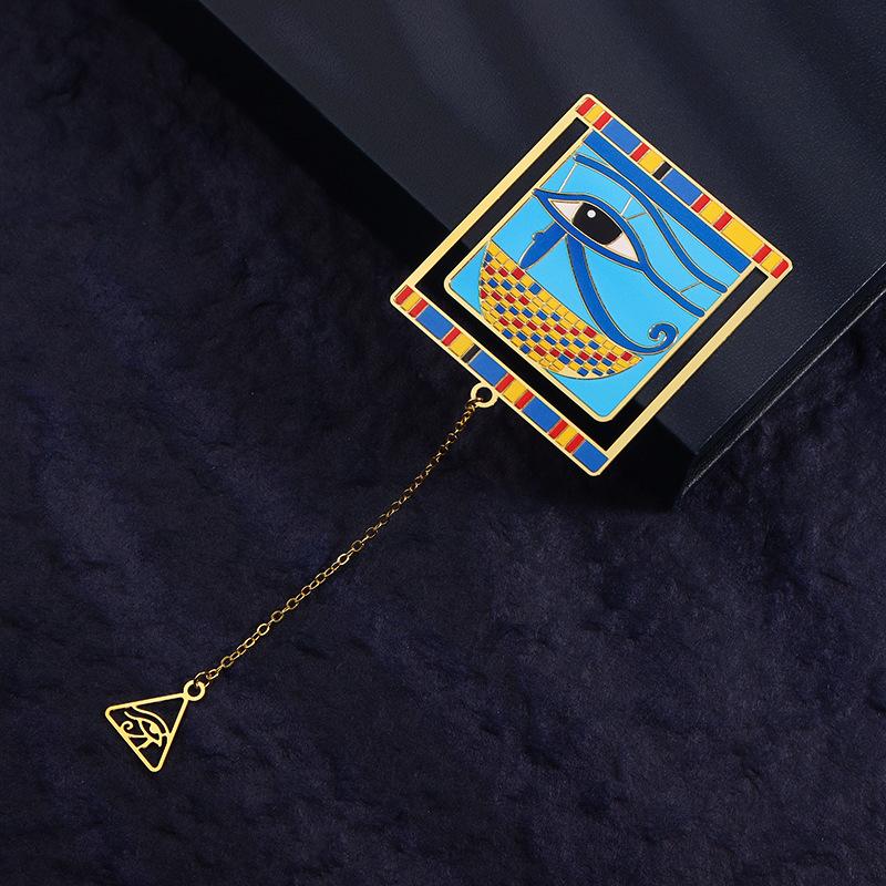 Tassel Pendant Metal Bookmark Egyptian Painting Bookmark Stationery Gifts Retro Book Clip Pagination Mark Reaing Book Tool