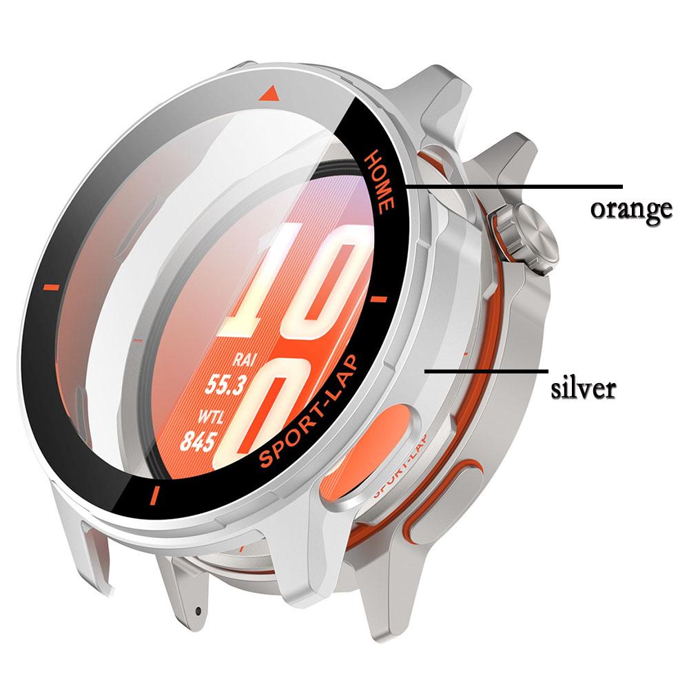 

Shell For Huawei Watch GT Runner 2 Protective Case With Screen Tempered Glass Protector Watch Protection Cover With Film срібний/помаранчевий