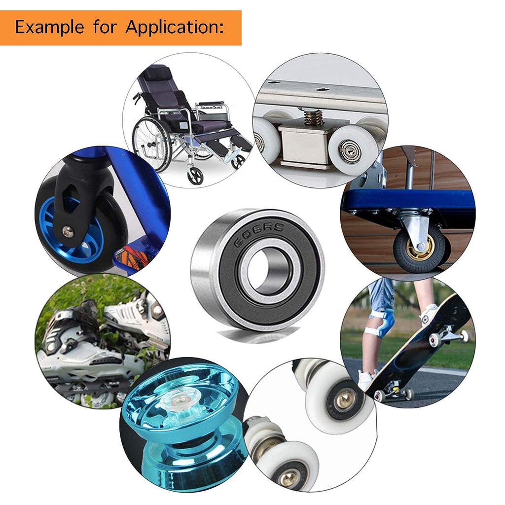 10PCS 608 2RS /608ZZ Ball Bearings – Bearing Steel and Double Rubber Sealed Miniature Deep Groove Ball Bearings