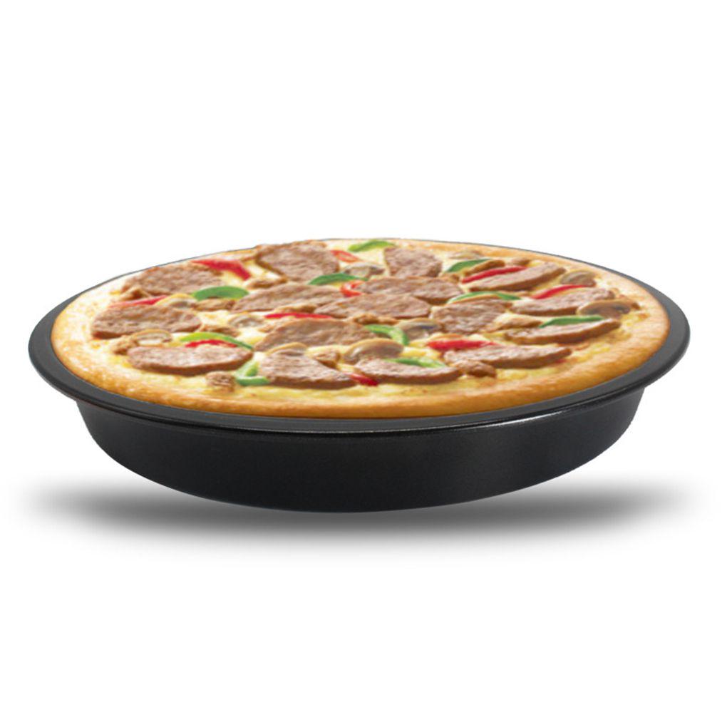 Black Pizza Tray Non-Stick Metal Bakeware Tray Baking Pan Round Oven Vented Tray