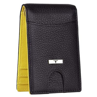 Eddy Black/Yellow Money Clip Leather Wallet for Men