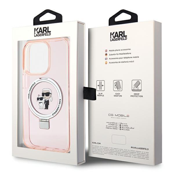 Etui do iPhone 15 Pro Max Karl Lagerfeld Ring Stand MagSafe Różowe