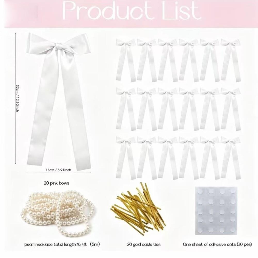 Faux Pearl Bowknot Banner Hanging Pendant Reusable Bow Beaded Garland Birthday Decor