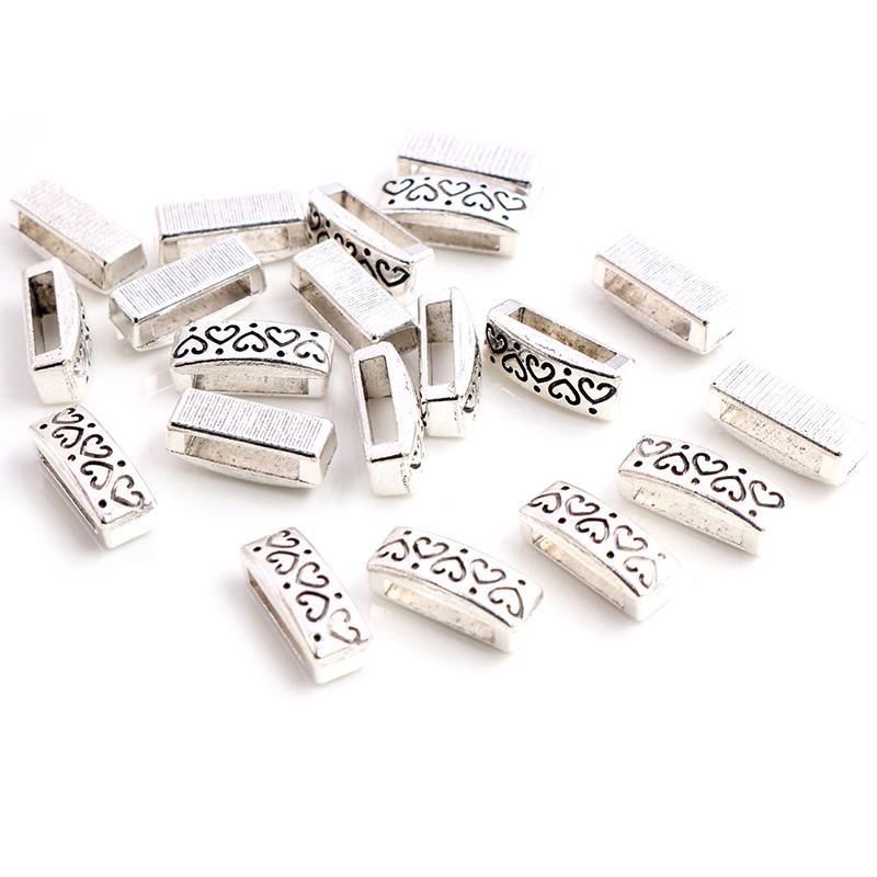 20pcs 16x6x6mm Beads Bails Pendants Jewelry Making DIY For 1cm PU Leather Bracelet Big Hole Beads Findings Hole Size 11x2mm