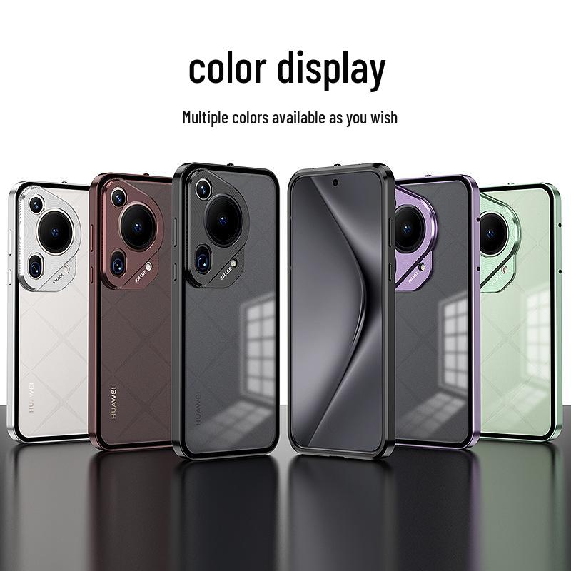 Huawei Pura70 Pro Metal Frame Frosted Snap-Button P60 Back Panel Phone Case for P80 Ultra