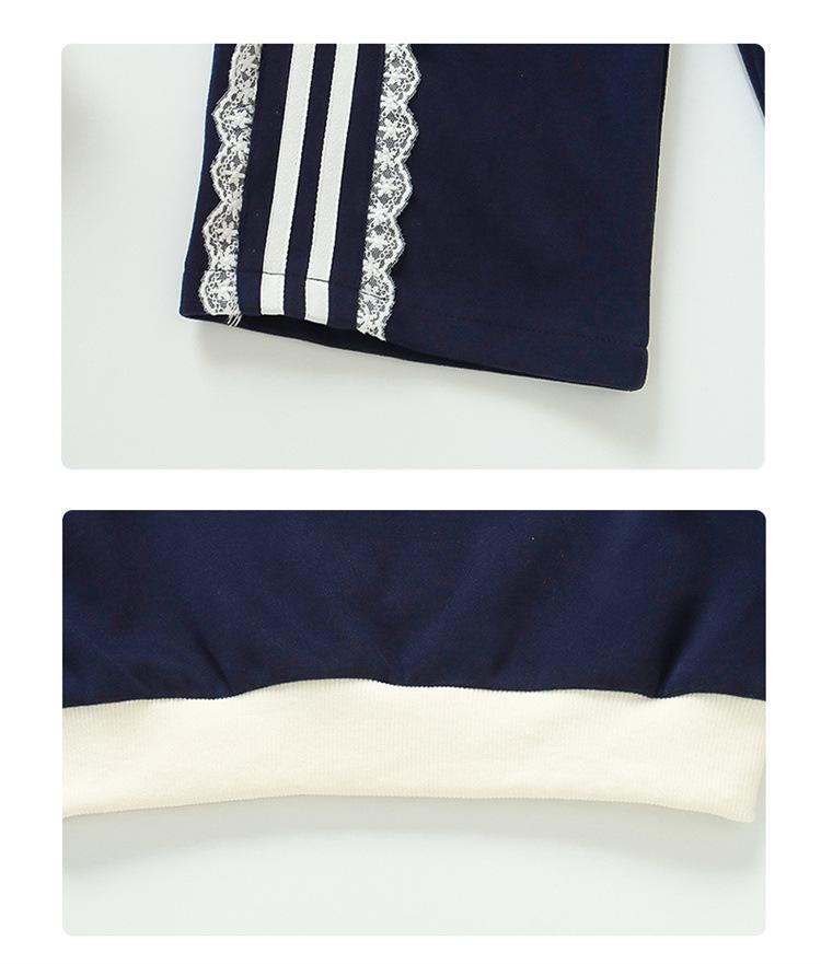 Girls' Lace Zip-Up Two-Piece Autumn Outfit - Sporty & Fashionable 2025.