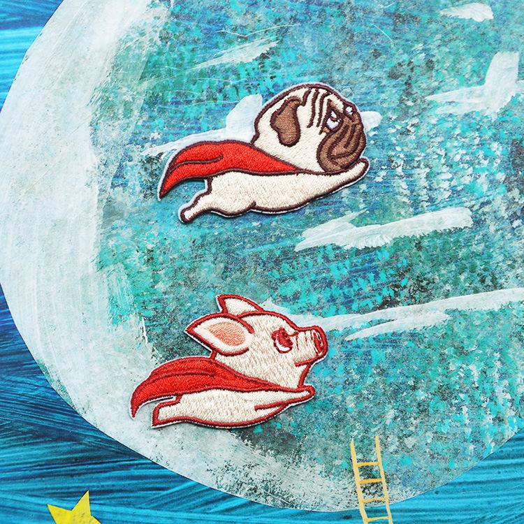 Little Flying Pig Cartoon Embroidered Cloth Sticker Ironing Clothes Hole Patch Sticker Decorative Children'S Cloth Sticker Pattern