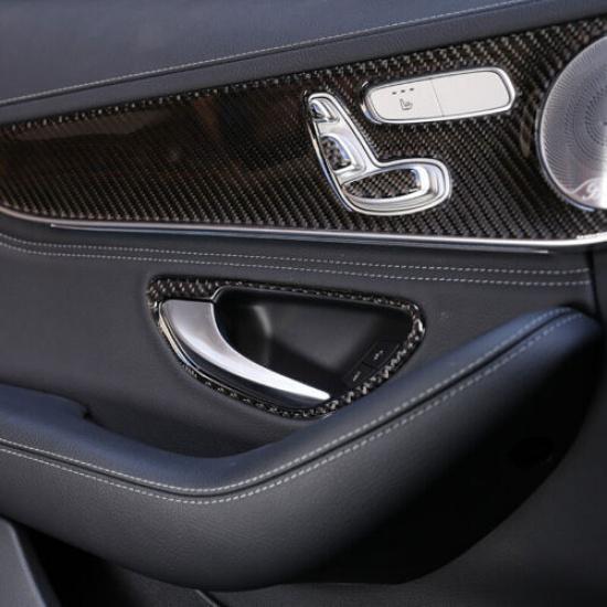 Carbon Fiber Inner Door Handle Cover For Mercedes Benz W205 X253 C GLC Class 4pc
