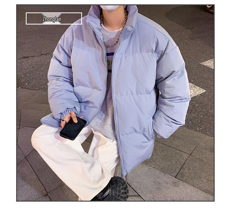 Unisex Trendy Stand Collar Thick Puffer Jacket - Winter Cotton-Padded, Loose Fit for Men and Women