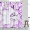 Forest Butterfly Shower Curtains Flowers Green Plants Butterflies Nature Waterfall Bath Curtain Fabric Bathroom Decor with Hooks