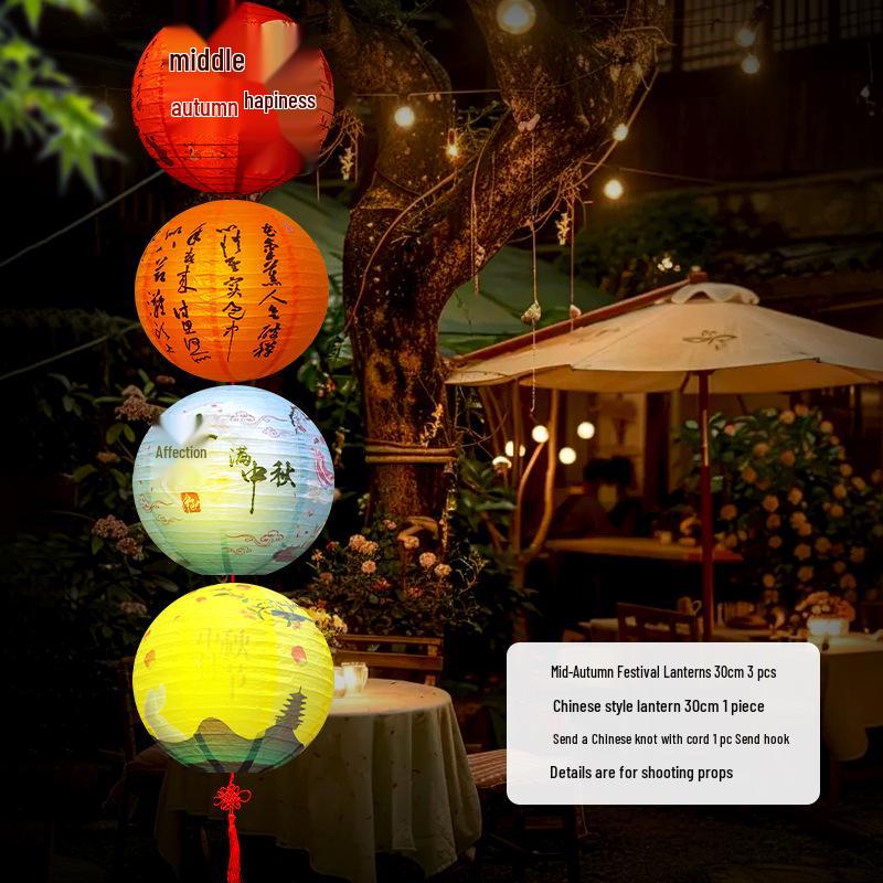Mid-Autumn Festival Luminous Lantern String: Chinese-Style Decorative Hanging Lanterns for Festive Atmosphere
