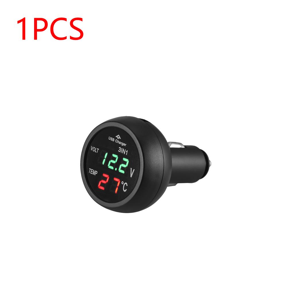 3-in-1 12/24V Auto Voltmeter Digital LED Auto Zigarettenanzünder Voltmeter Thermometer Autobatterie Monitor LED Volt Detektor