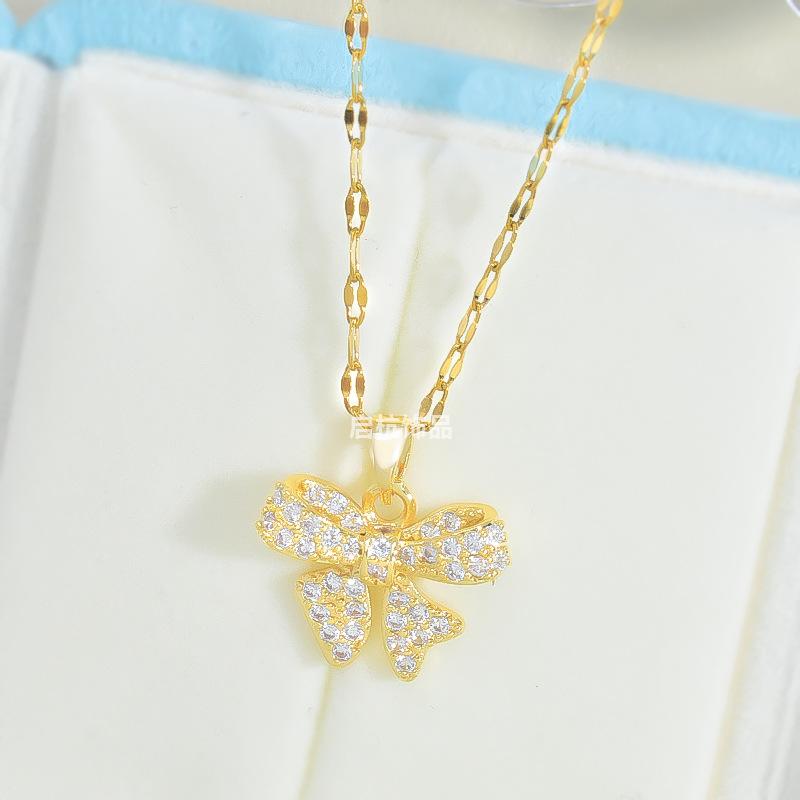 

Ожерелье-бабочка из титановой стали с полными бриллиантами, женское, легкая роскошь, высокое чувство, универсальное, темпераментное, с цирконовой подвеской