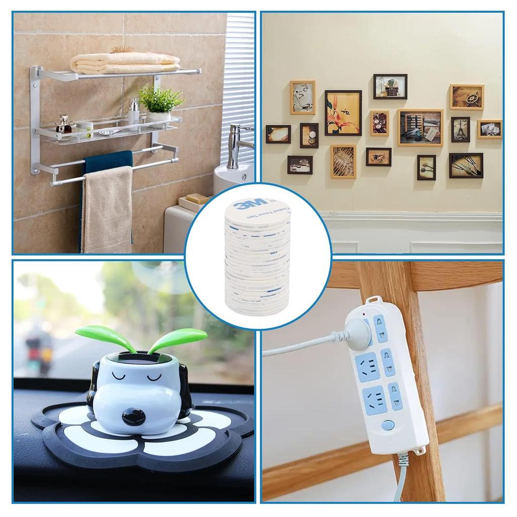 100Pcs 3m Round Double Sided Tape Heavy Duty Mounting Foam Tape,25 × 25mm Strong Adhesive Pads,Suitable for Photo Album Walls, Office Decor