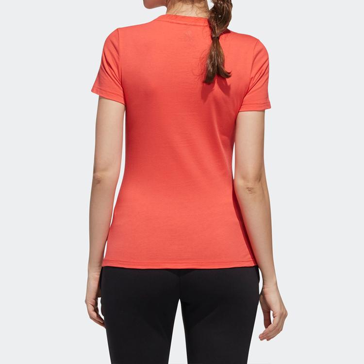 Adidas Sporty Pullover Crew Neck Short Sleeve T-Shirt Women Tops Coral-Pink FJ1108
