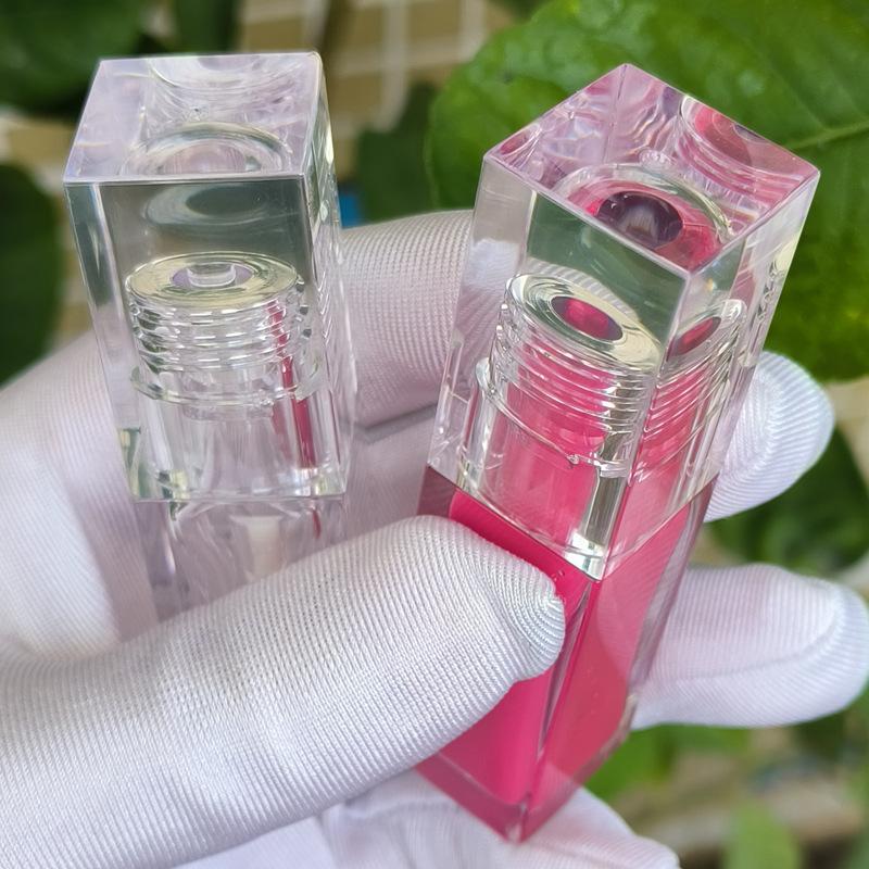7ml Square PETG Clear Lip Gloss Tube, Thick Large Brush Applicator, Empty Refillable Lip Glaze Container