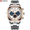 CURREN Herrenuhr Blaues Zifferblatt Edelstahlarmband Datum Herren Business Wasserdicht Herren Armbanduhren