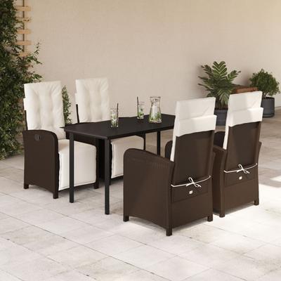 Vidaxl 5-Cz. Garden Furniture Set With Cushions, Brown, Poly Rattan