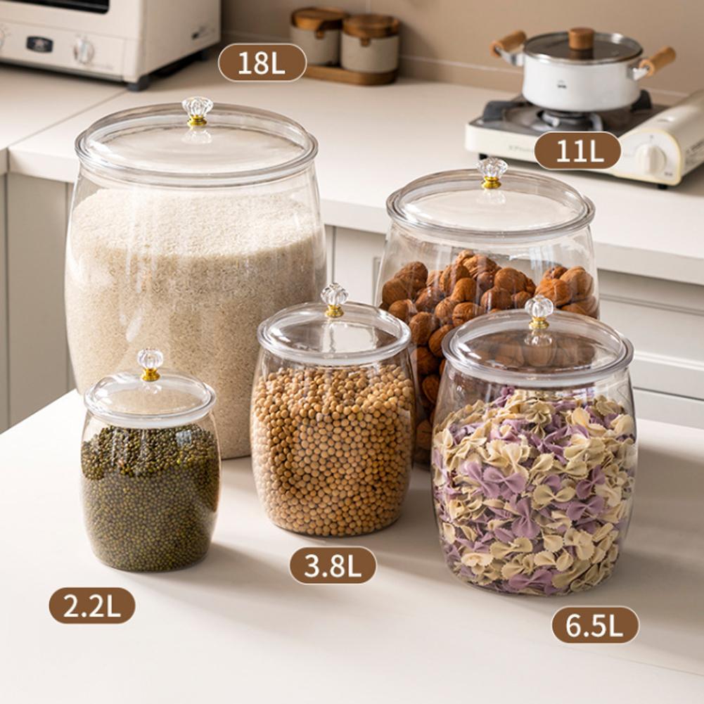 Multifunctional Storage Jar With Lid Plastic Transparent Storage Box Sealed Cereals Jar Flour Rice Nuts Beans Dry Food Container