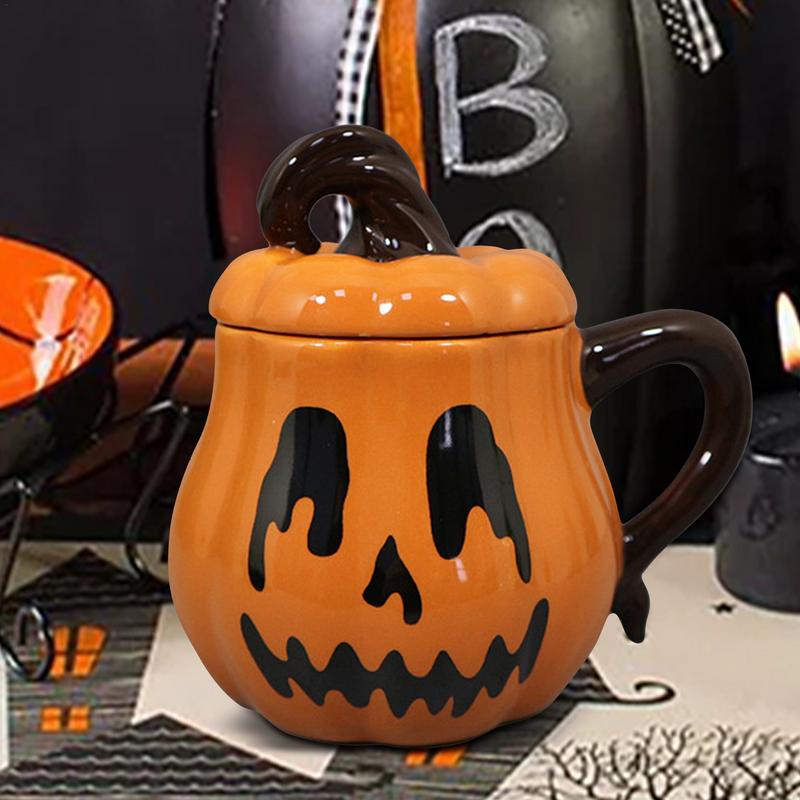 Pumpkin Cup For Kids 350ml Cartoon Pumpkin Ceramic Coffee Cup Handle Design Tabletop Drinkware For Milk Hot Drink Tea And Coffee