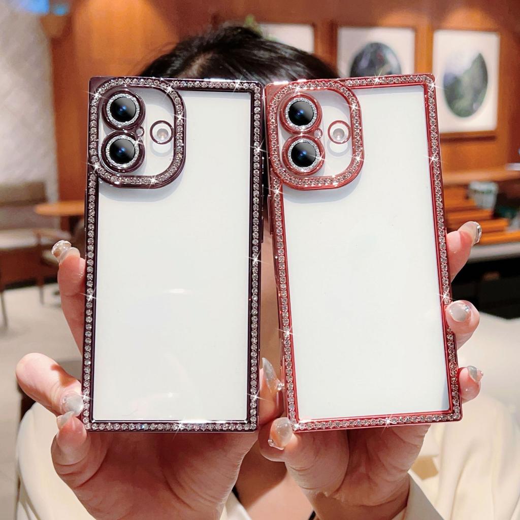 Applicable to IP16 side diamond premium mobile phone case, foreign trade new Apple 17 lens all-inclusive electroplating diamond-encrusted mobile pho