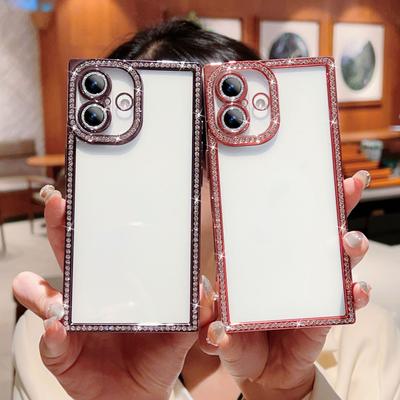 Applicable To IP16 Side Diamond Premium Mobile Phone Case, Foreign Trade New Apple 17 Lens All-inclusive Electroplating Diamond-encrusted Mobile Pho