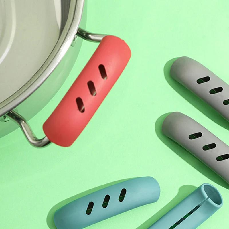 2PCS Silicone Pan Handle Anti-Ironing Sleeve Iron Pan Wok Ears Anti-Ironing Handle Sleeve Heat-Resistant
