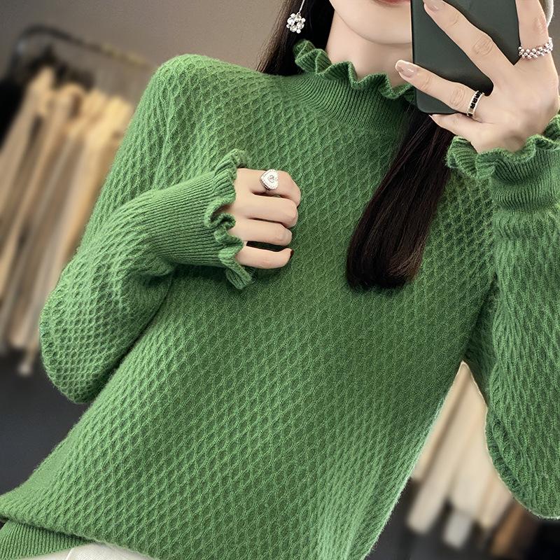 

Women s Autumn and Winter Fashion and Versatile Twisted Knitted Base Shirt Warm Long-sleeved Sweater XXL