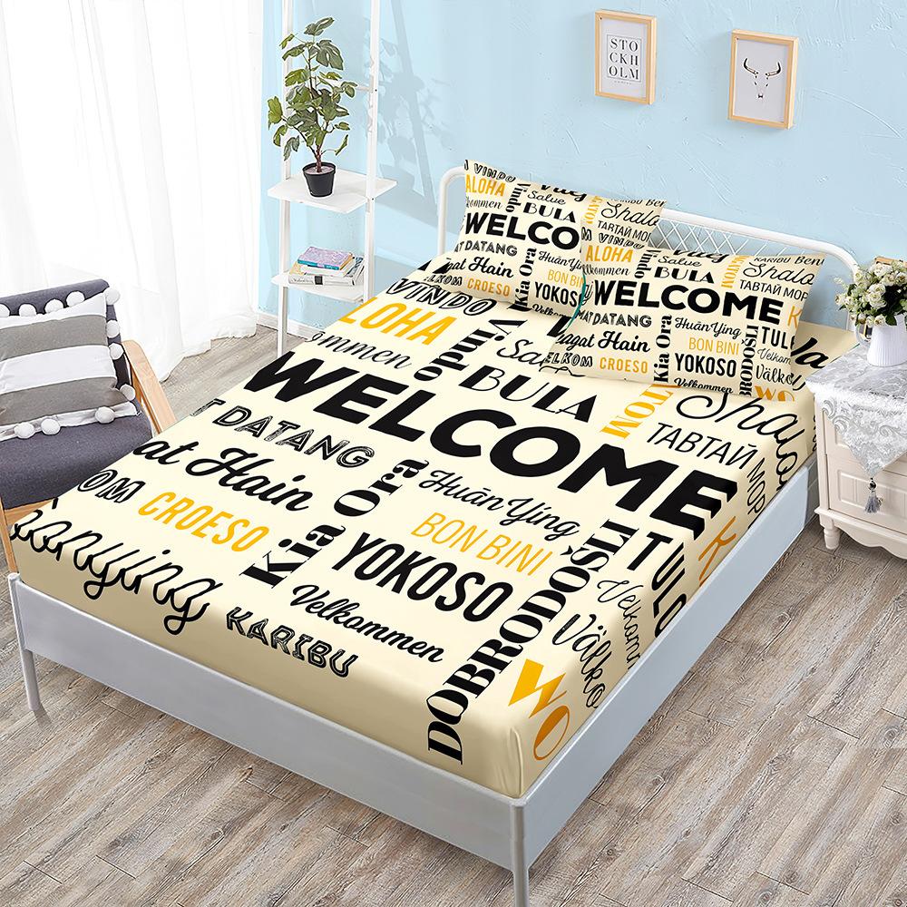 Three-Piece Mattress, Bedspread, Colored Letter Mattress, Protective Cover.