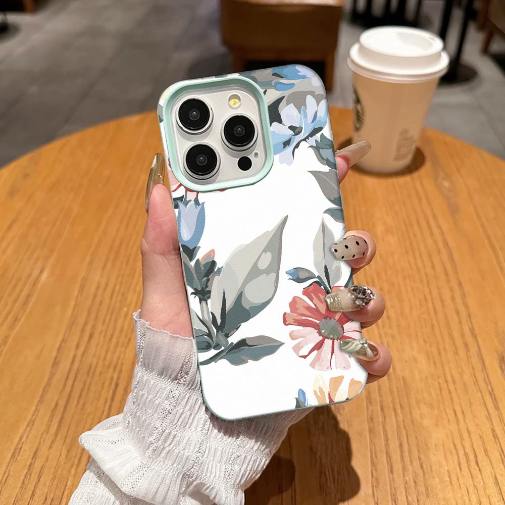 Fresh Flower Pattern Phone Case For Iphone 17 13 16 Plus 11 Pro Max 12 15 14 17E 16E Non-Yellowing Shockproof Back Cover