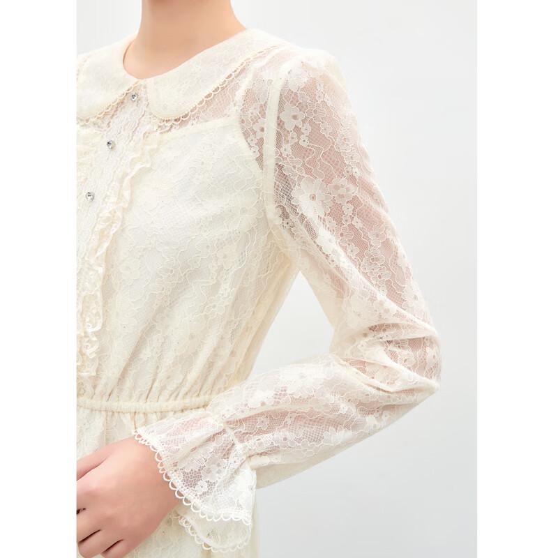 Elegantes Midi-Kleid mit Spitzen-Puppenkragen