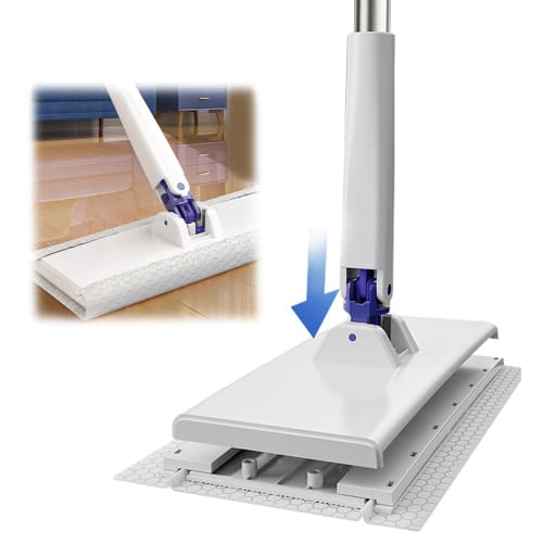 Floor Wiper, 360-Degree Rotation, Automatic Attachment, Wet/Dry Use, Strong Mounting, Wall-Mounted Storage, Dust Removal, No-Touch Toilet Wiper, Floor