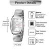 Einfache und stilvolle silberne quadratische römische analoge Wochentags-Einheitsgröße antikes Quarz-Modeaccessoire perfektes Geschenk für oder Liebhaber Herrenuhr