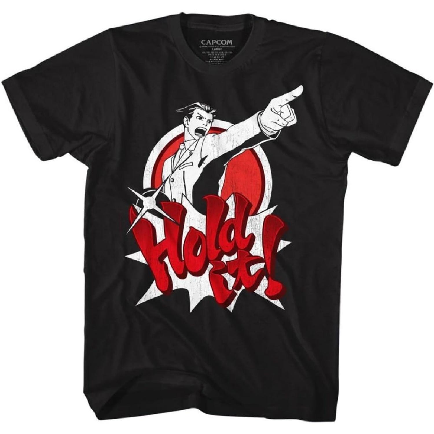 A&E Designs Ace Attorney T-Shirt Phoenix Wright Hold It Black Tee S чёрный