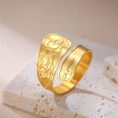 Corroded Skull Rose Stainless Steel Open Ring Fashion Punk Jewelry Accessories Gift