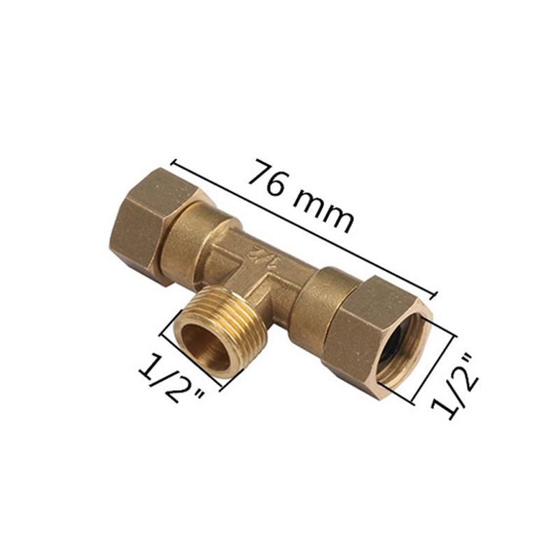 Brass pipe fitting male-female thread conversion connection 1/2” T-shaped three-way copper water oil gas adapter garden fittings