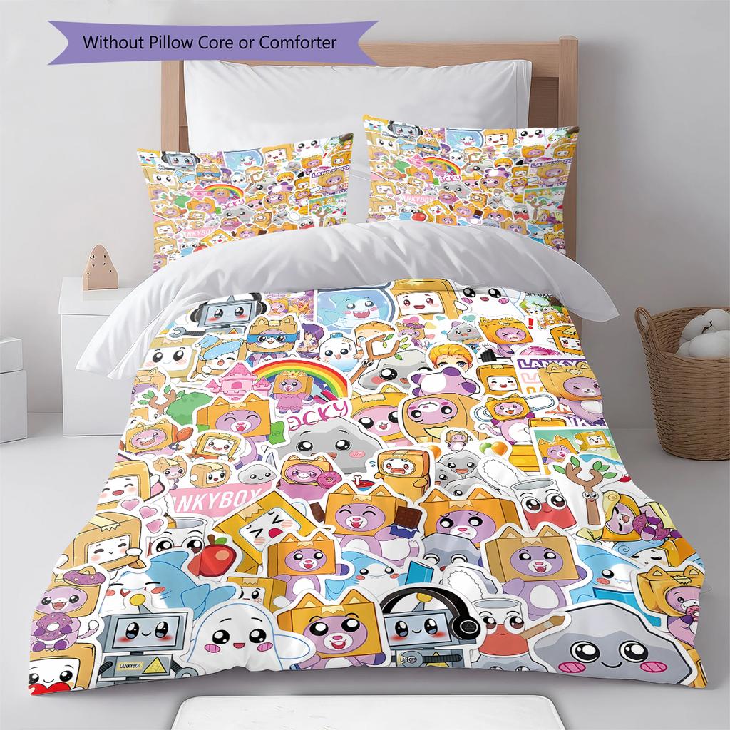 Lankybox Pattern Bedding,Quilt Set Quilt Cover Pillowcase Home Birthday Gift (1 * duvet cover + 2 * pillowcase, without core)