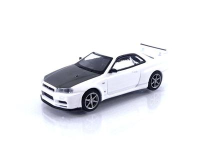 TrueScale Miniatures MINI GT 164 Nissan Skyline GT-R R34 V-Spec II N1 Weiß (Rechtslenker) Fertiges Produkt